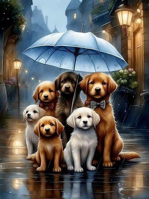 Raining Cat and Dog | Diamond Painting