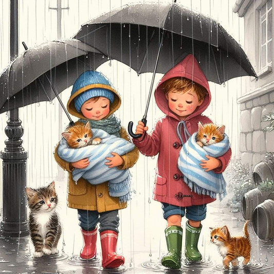 Raining Cat and Dog | Diamond Painting