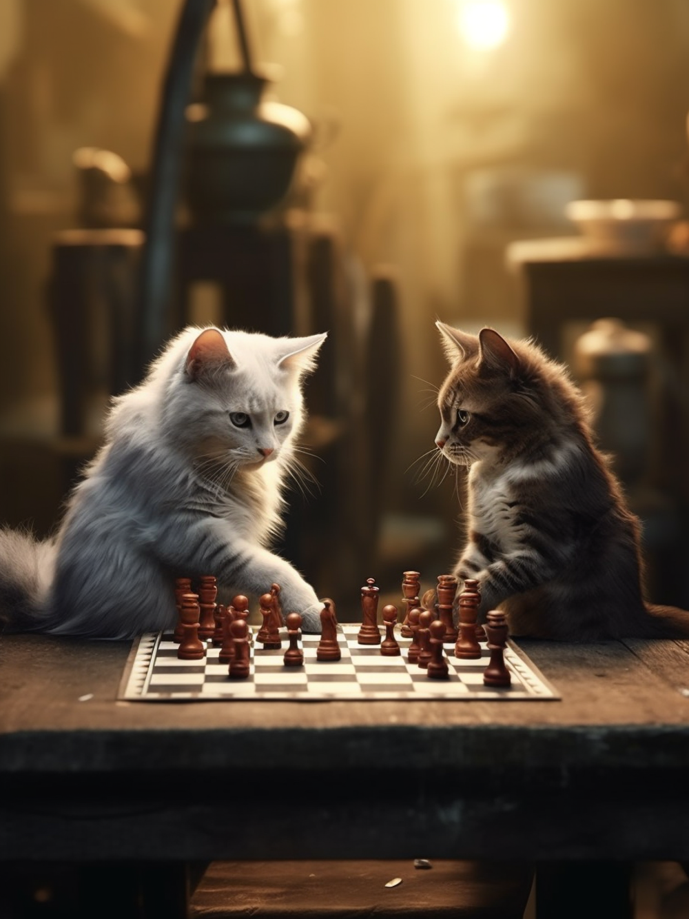 Cats Playing Chess | Diamond Painting