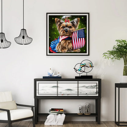 Flag Dog Yorkie | Diamond Painting
