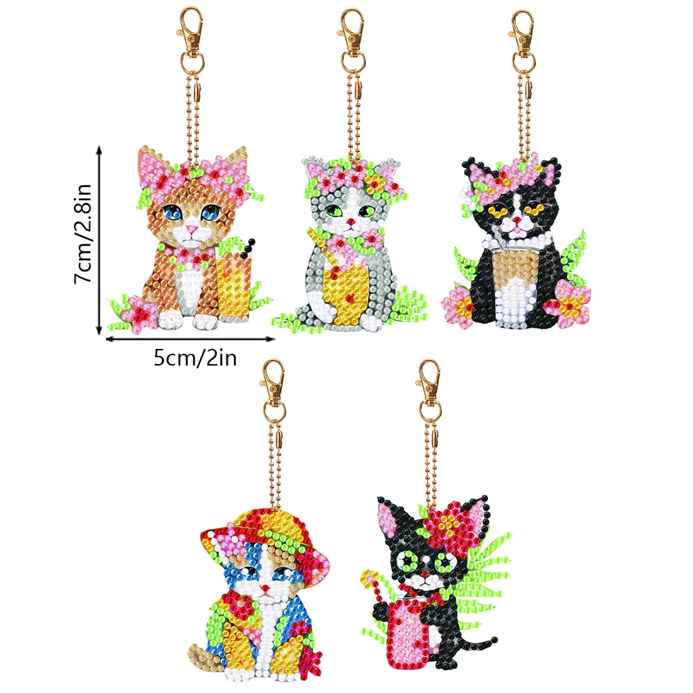 Diy 5pcs/set  Diamond Painting Keychain