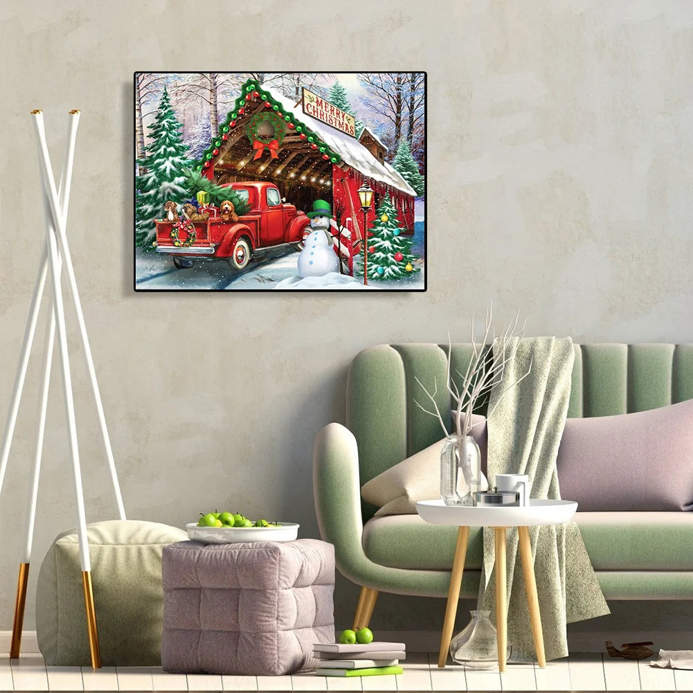 Christmas Red Cabin | Diamond Painting