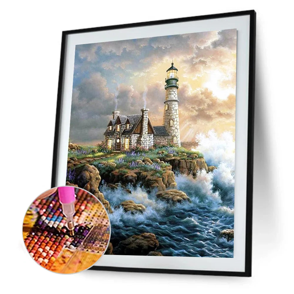 Lighthouse Of Crashing Waves | Diamond Painting