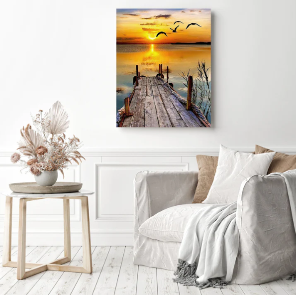 Bliss On The Pier At Sunset On The Lake | Diamond Painting