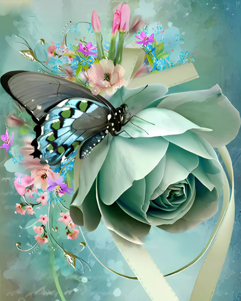 Flower And Butterfly | Diamond Painting