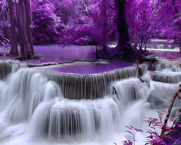 Purple Waterfall  | Diamond Painting