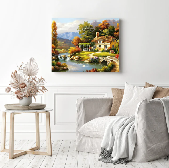 Autumn Cottage On The River | Diamond Painting