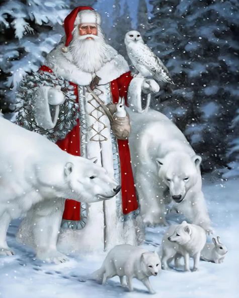 Santa Claus Polar Bear Christmas | Diamond Painting