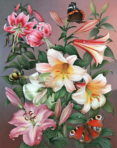 Flower And Butterfly | Diamond Painting