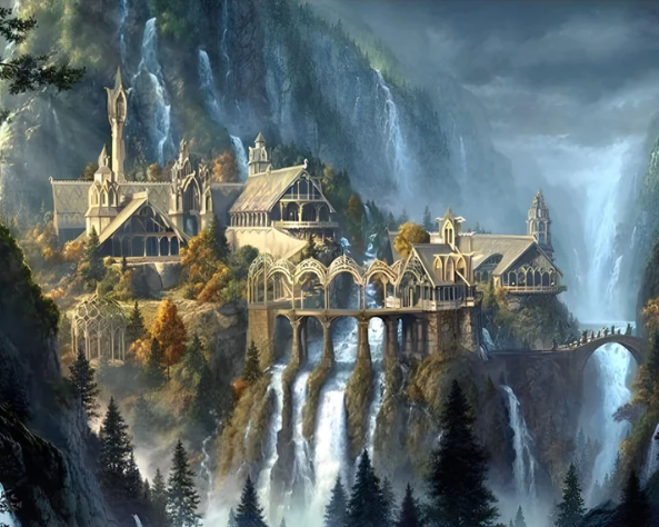 Dreamy Mysterious Castle Waterfall | Diamond Painting