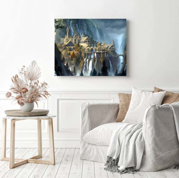 Dreamy Mysterious Castle Waterfall | Diamond Painting