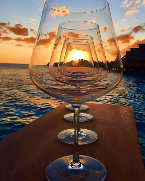 The Sunset In A Glass Of Wine | Diamond Painting