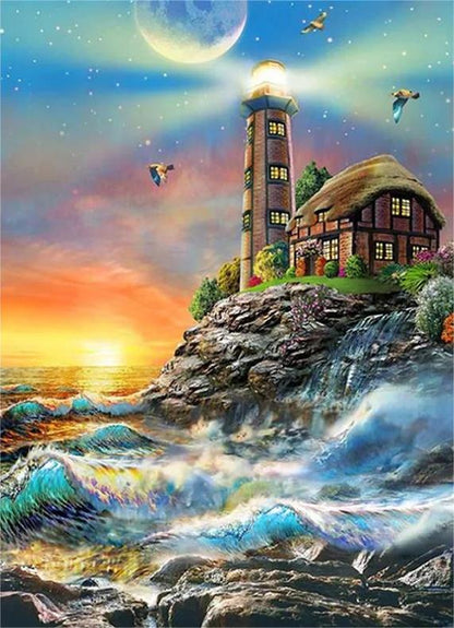 Lighthouse At Sunset | Diamond Painting