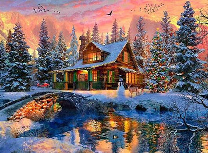 Christmas Snow Cabin | Diamond Painting