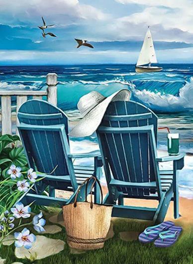 Lounge Chair By The Sea | Diamond Painting