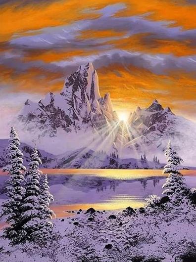 Sunrise On The Snow Mountain | Diamond Painting