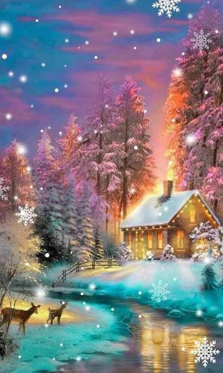 House With Snow Scene | Diamond Painting