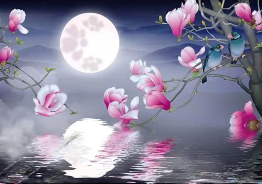 Flowers In The Moonlight | Diamond Painting