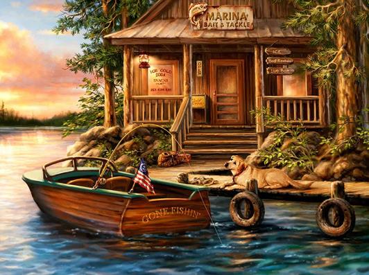 Cabin And Boat | Diamond Painting