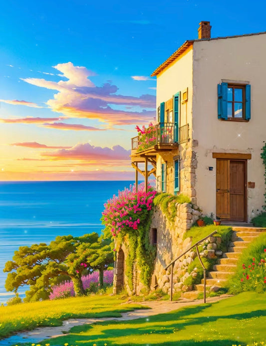 Beautiful Villa By The Sea | Diamond Painting