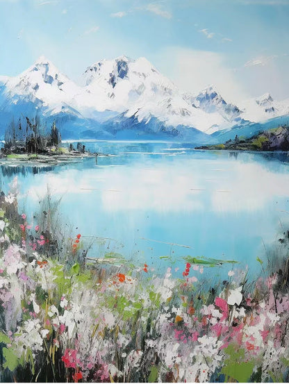 Snow-Capped Mountains And Lakes | Diamond Painting