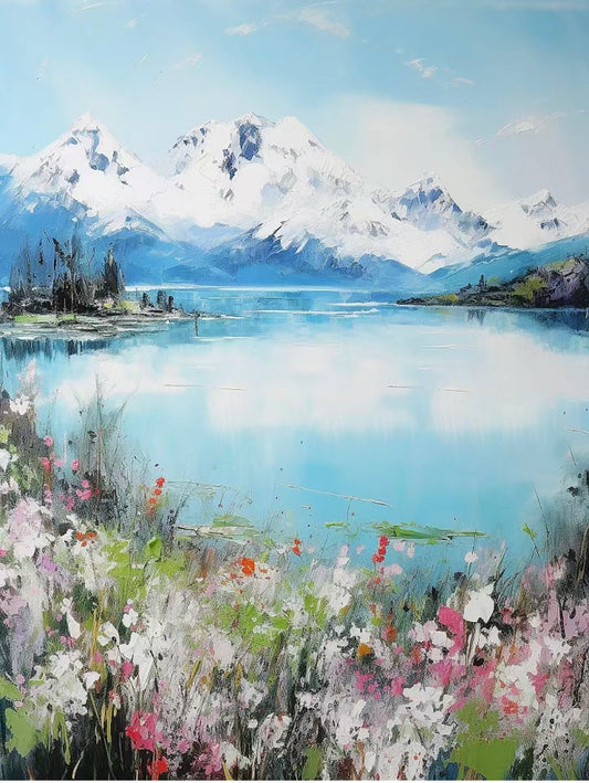 Snow-Capped Mountains And Lakes | Diamond Painting