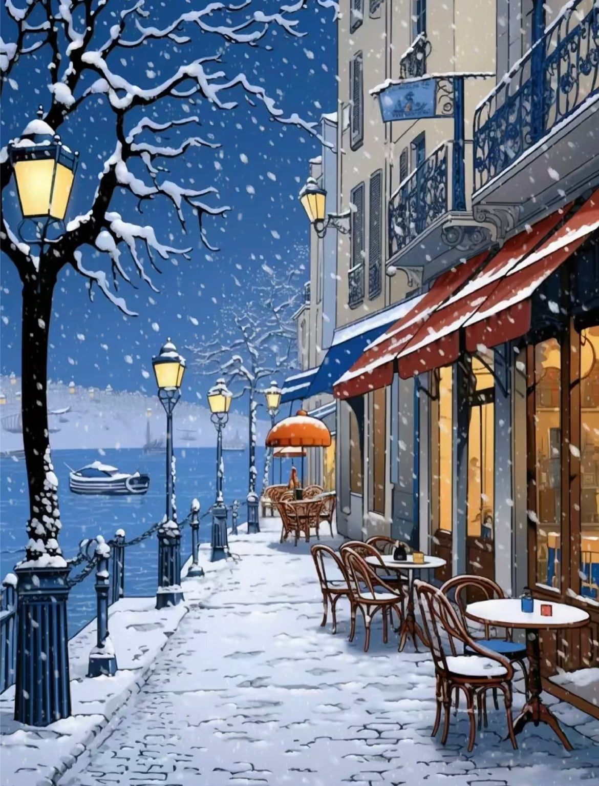 Cold Snowy Night | Diamond Painting