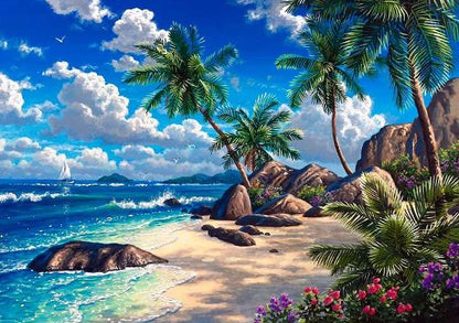 Blue Sea And Beach | Diamond Painting