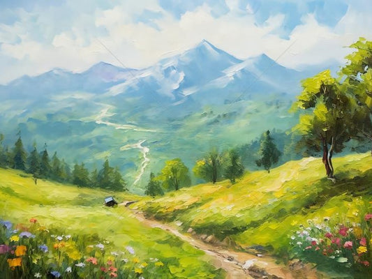 A Hill Full Of Wildflowers | Diamond Painting