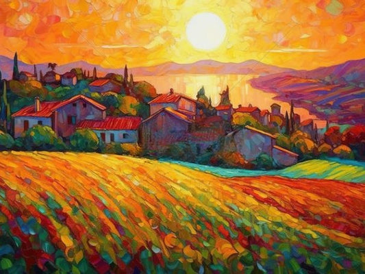 Village At Sunset | Diamond Painting