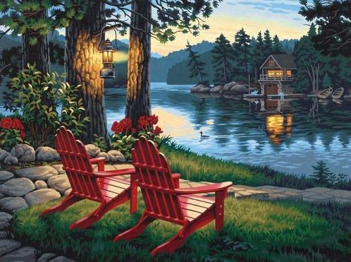 Beautiful View By The Lake | Diamond Painting