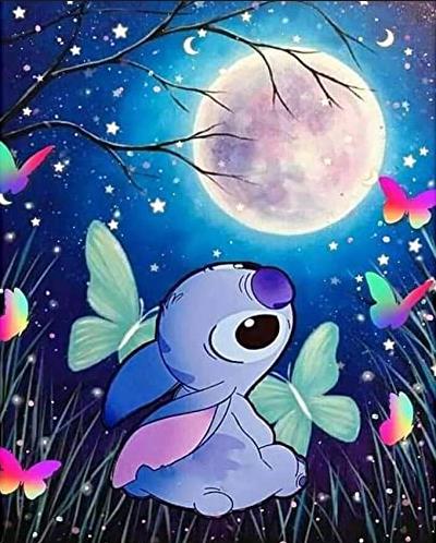 Stitch Watching The Moon | Diamond Painting