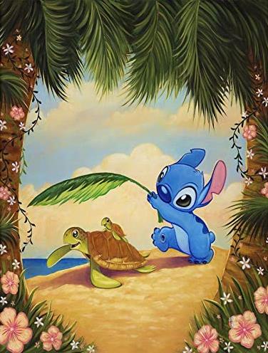 Stitch Plays With The Turtle | Diamond Painting