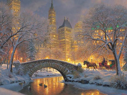 Small Bridge In The Snow | Diamond Painting