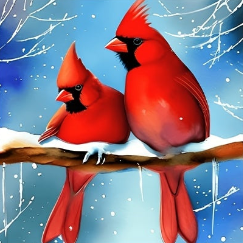 Branch Red Cardinal Bird | Diamond Painting