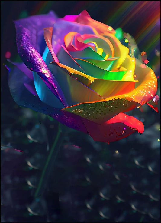 Rainbow Rose Colorful Flower | Diamond Painting