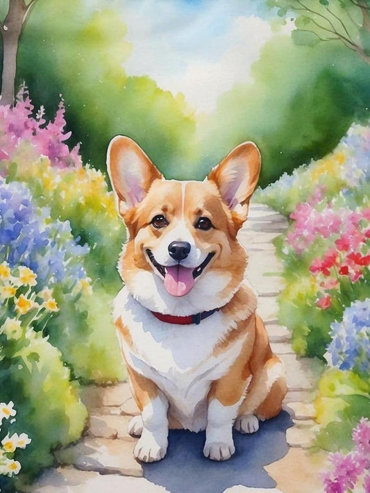 Cottage Garden Dog | Diamond Painting