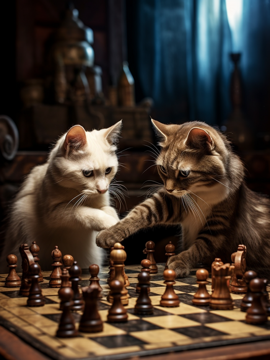 Cats Playing Chess | Diamond Painting