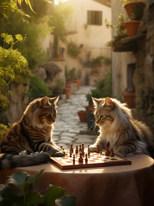 Cats Playing Chess | Diamond Painting