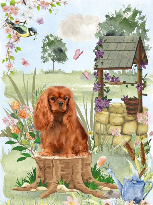 Cottage Garden Dog | Diamond Painting