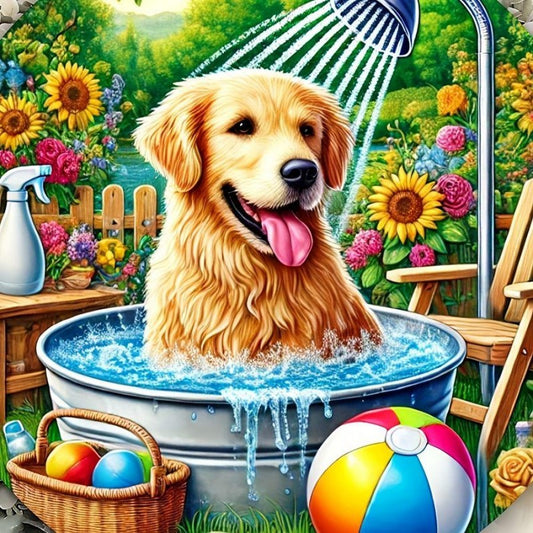 Cottage Garden Dog | Diamond Painting