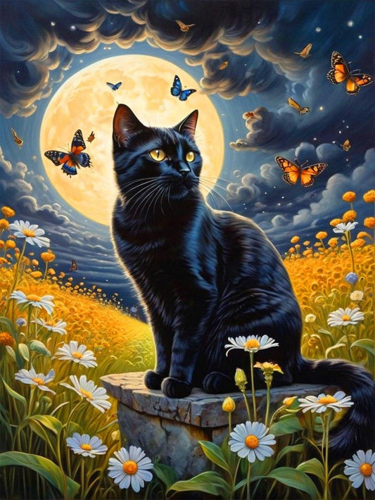 Cat with Butterfly  | Diamond Painting