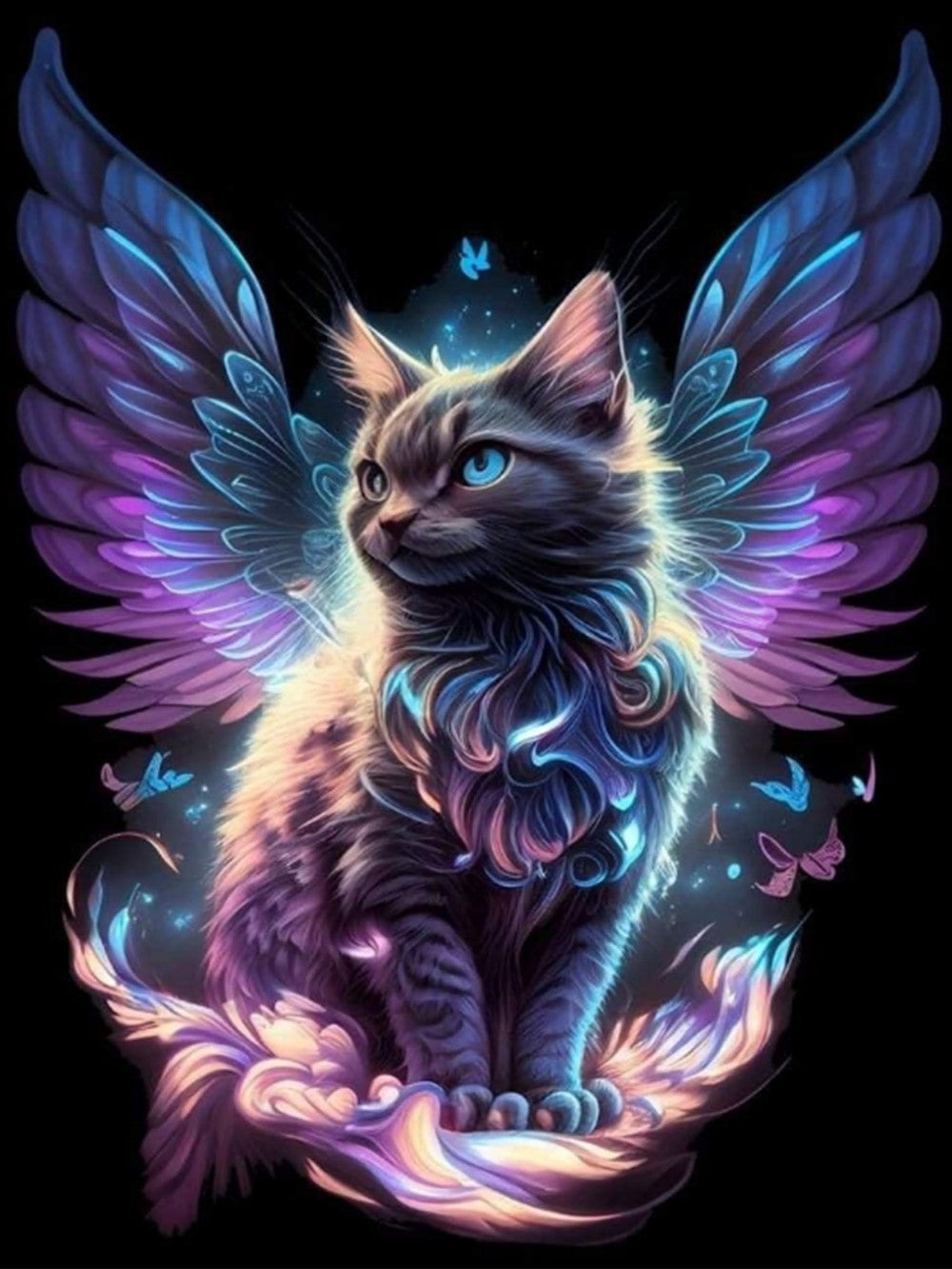 Cat with Butterfly  | Diamond Painting