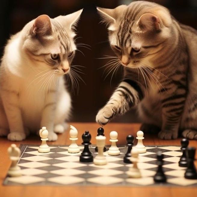 Cats Playing Chess | Diamond Painting