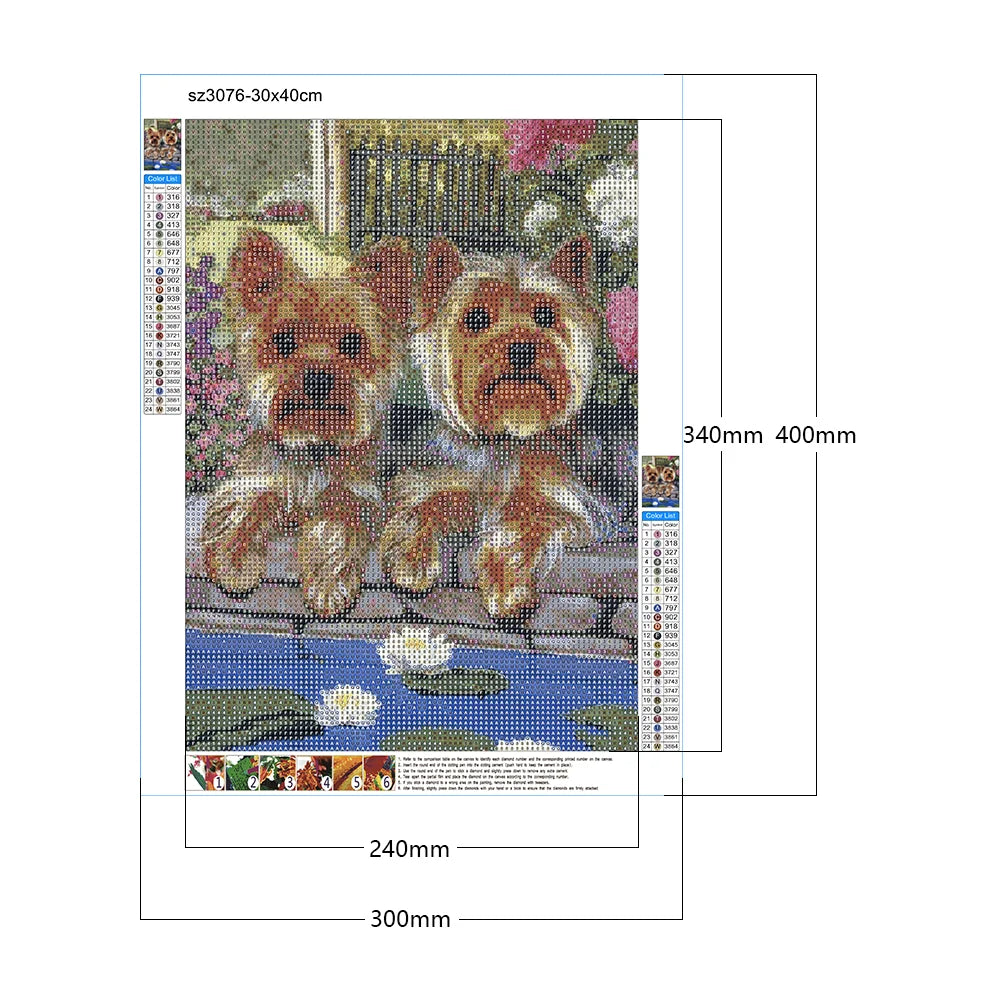 Two Dogs Yorkie | Diamond Painting