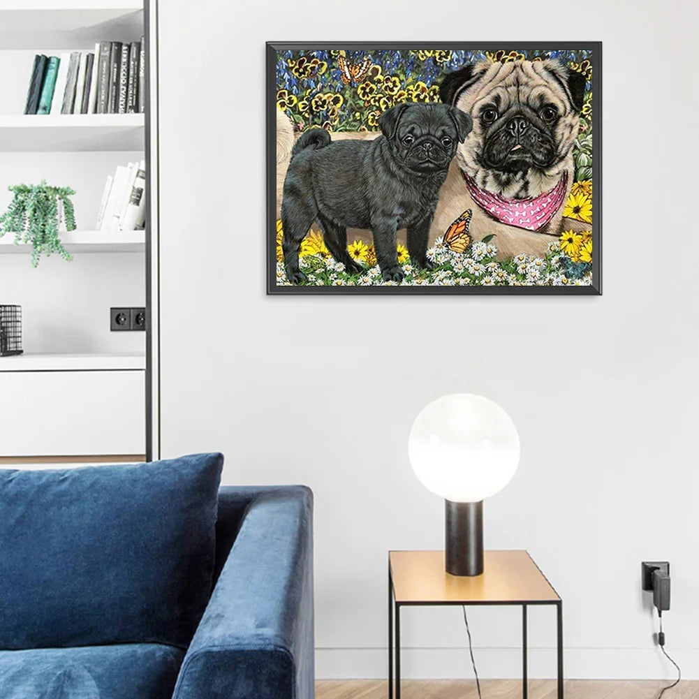 Butterfly And Dog Pug | Diamond Painting