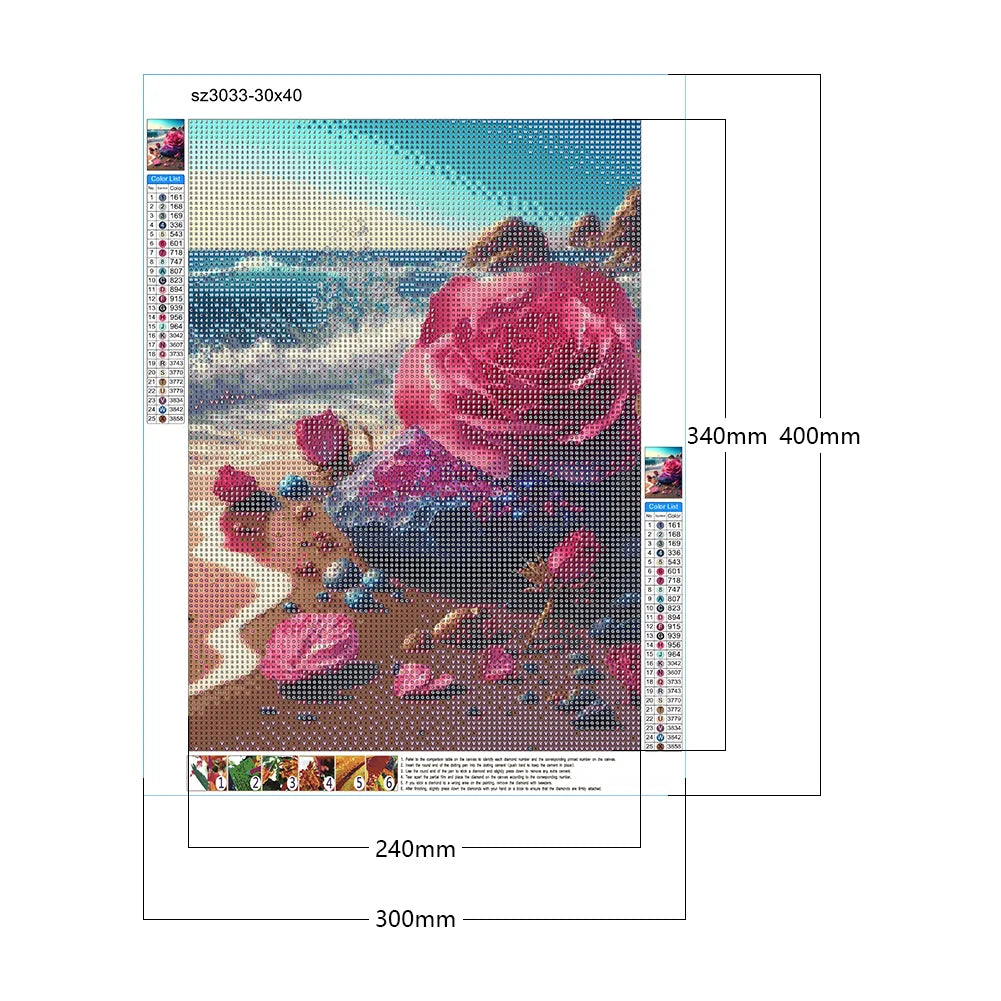 Pink Rose By The Sea | Diamond Painting