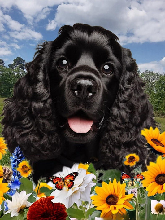 Cottage Garden Dog | Diamond Painting