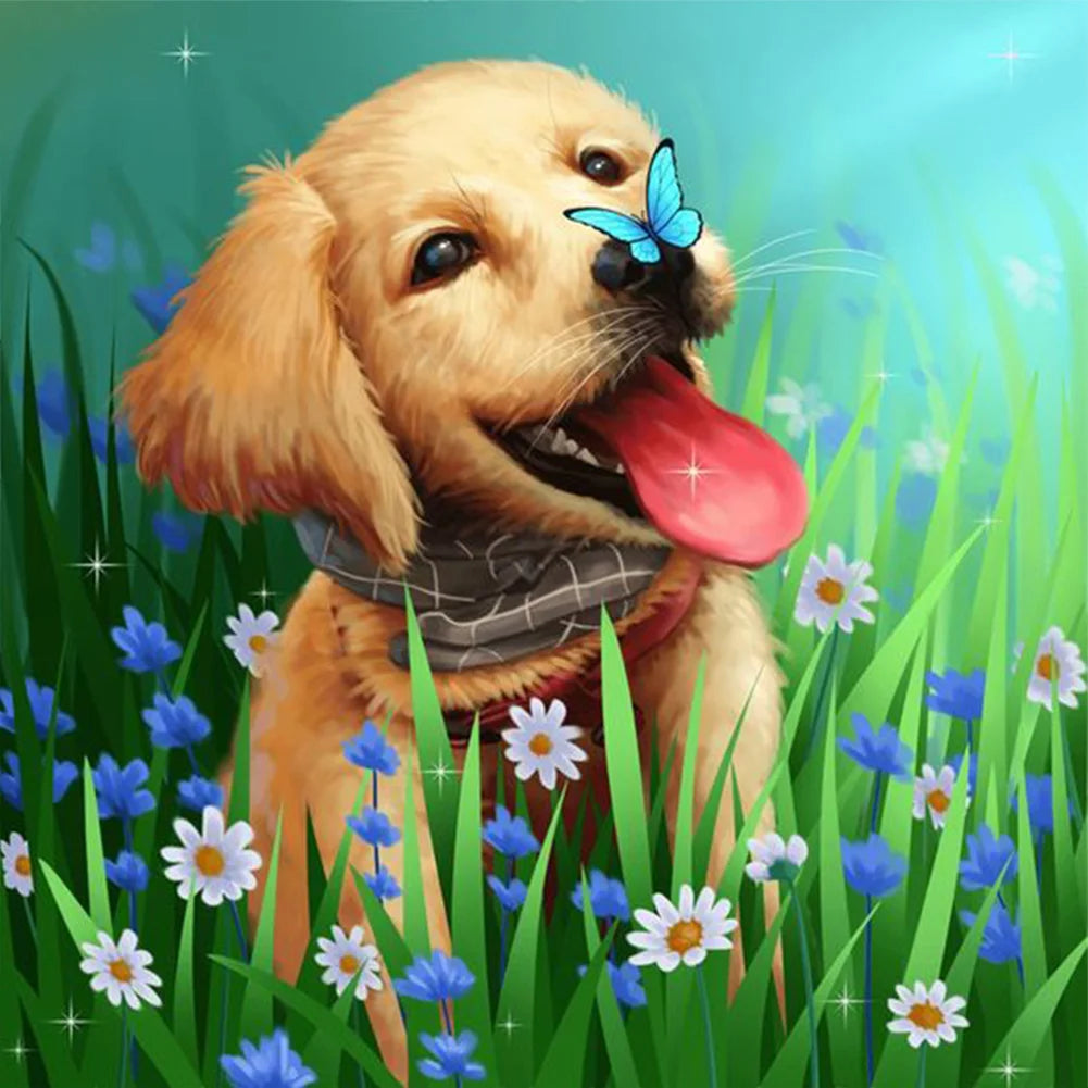 Golden Retriever Dog Playing | Diamond Painting