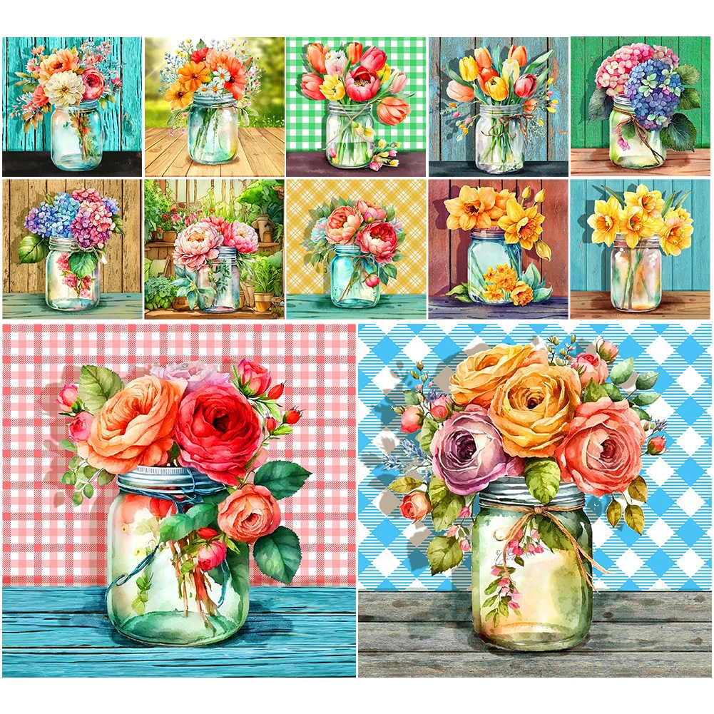 Flowers In The Bottles | Diamond Painting